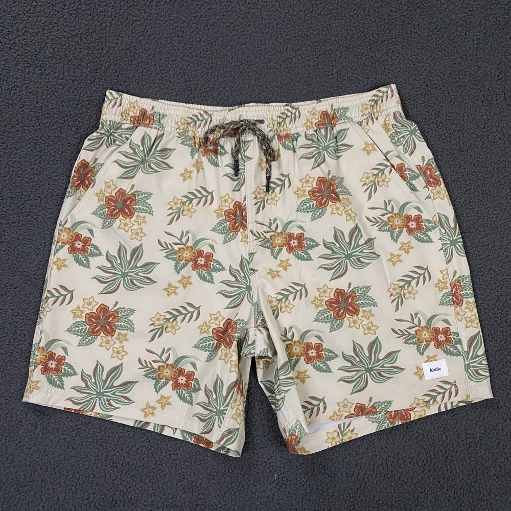 Katin Volley Swim Shorts Mens Medium Floral Tropical Mesh Lined Trunks NWOT